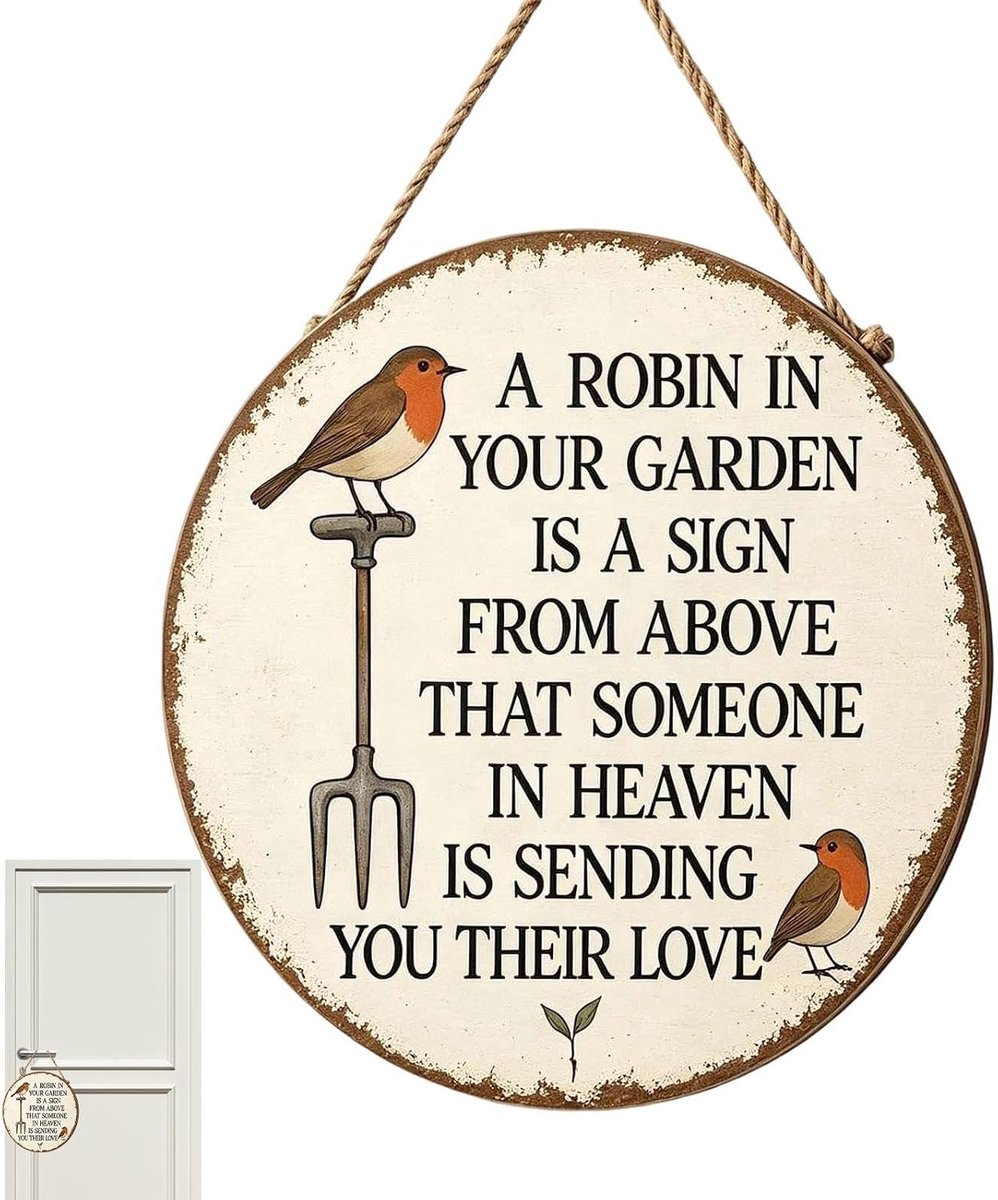 Tuinbordjes Voor Buiten Ronde Vintage Robin Herdenkings Wanddecoratie