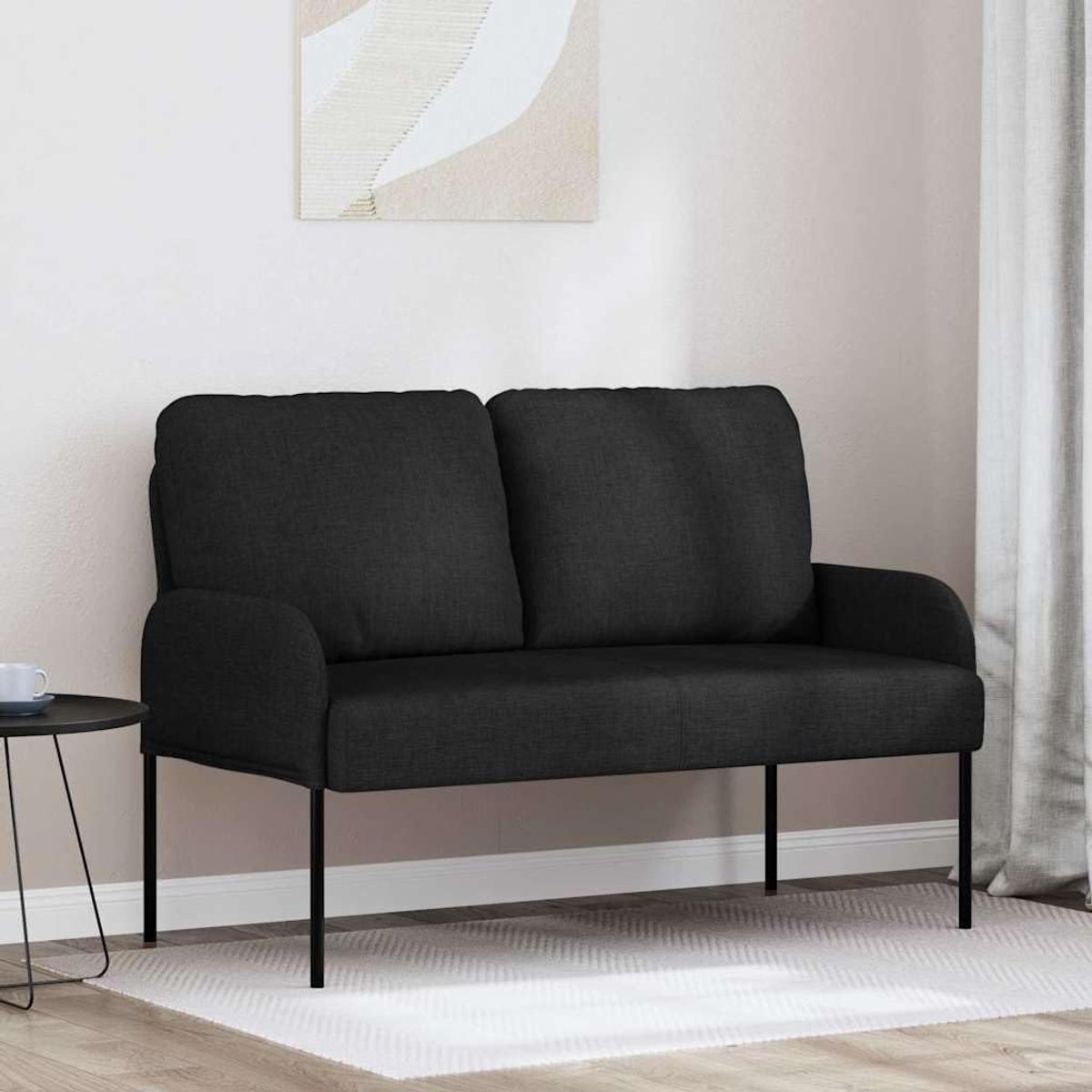 Zachte sofa met bekleding van 110 cm en stabiel multiplex frame in zwart, 1 bank met bullnose-kussendesign voor woonkamer