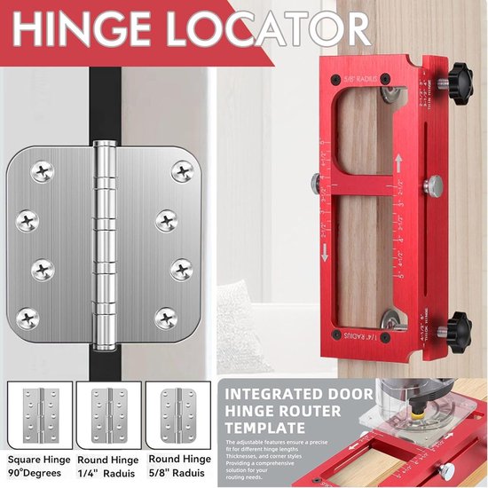 Jig Lock Installatiekit, Aluminiumlegering met Antislip Siliconen Pads Router Jig voor 2,5-5 in Scharnieren Compleet Deurscharniergereedschap voor Liefhebbers — afbeelding 2