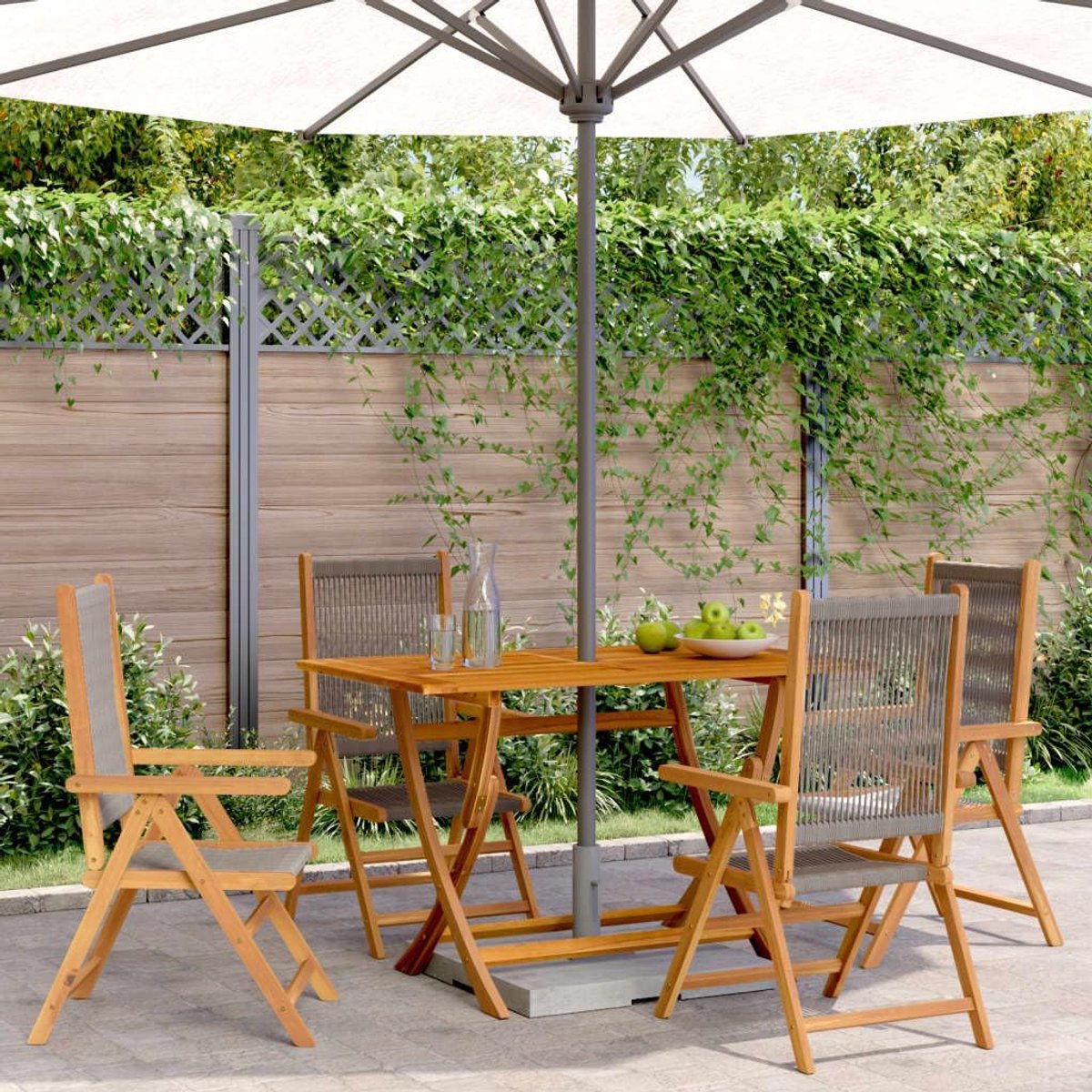 Tuinstoelen, kantelbaar, 4 stuks, grijs, massief hout, acaciahout, stoelen, eetkamerstoelen, tuinstoelen, buitenstoelen, tuinstoelen, buitenstoel, tuinstoel, buitenstoel, J3214532