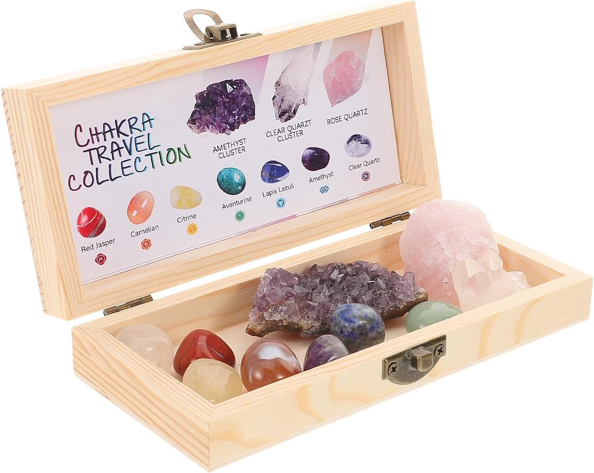 1 set natuurlijke kristalmonsters, ruwe chakra-kwartskristallen, stenen met, mineraalgesteenten voor geologielessen, basisveldtestlaboratoria