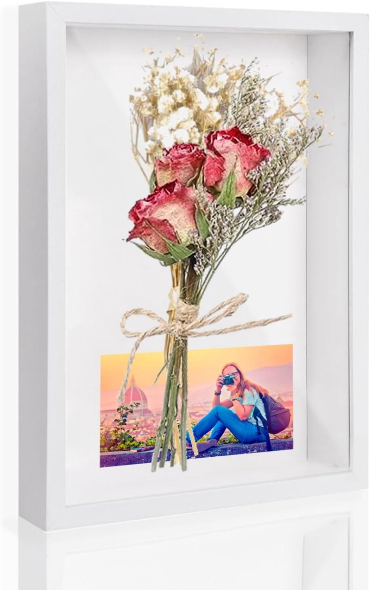 3D-fotolijst om te vullen, 3D-fotolijst, diep om te vullen, 21 x 29,7 x 3 cm (A4), diepe fotolijst om te vullen, wit, voor objecten, bloemen, bruiloftsboeket of souvenirs (1 stuks)