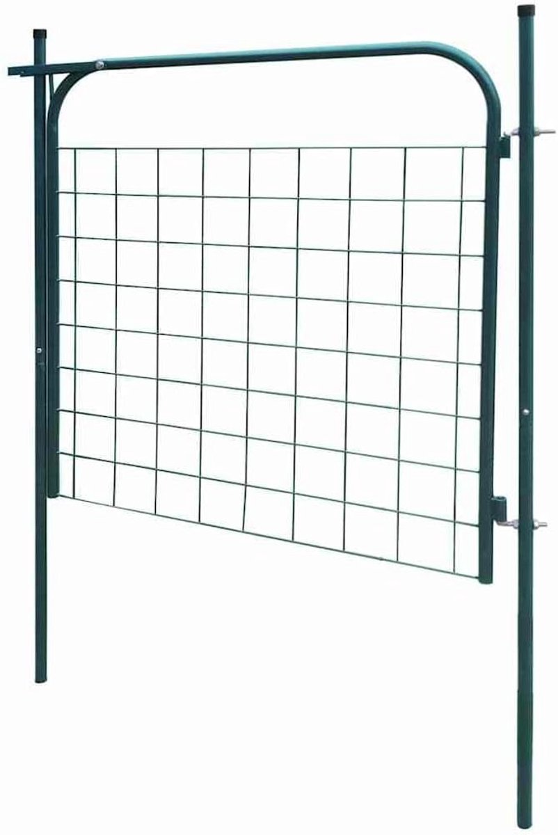 Stalen poort 100x100 cm groen als praktische barrière voor tuin, terras of bedrijfsperceel, robuust en corrosiebestendig
