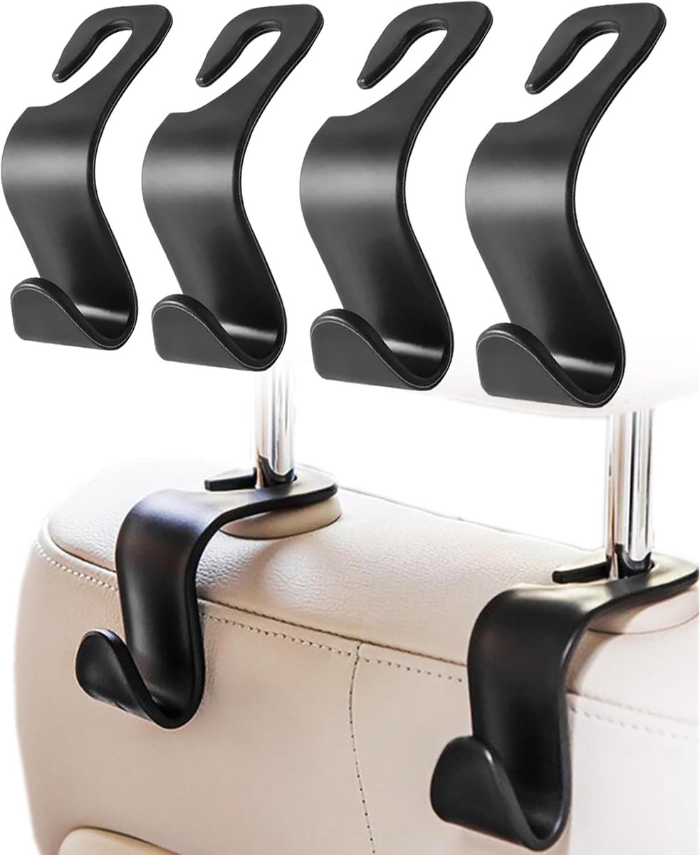 4 stuks autohoofdsteunhaken, autostoelkleerhaken voor hoofdsteunen, accessoires voor autostoelen, geschikt voor de meeste auto's, SUV's, campers, limousines, vrachtwagens, minivans, bestelwagens
