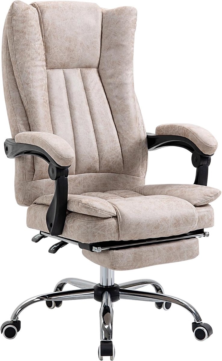 Bureaustoel draaistoel 63 x 71 x 110-118 cm beige+zwart+zilver