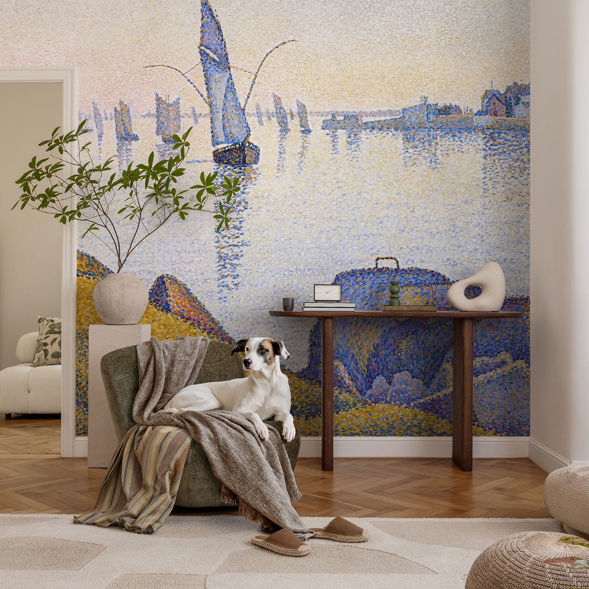 Coloray Vliesbehang - Geel Snellijm Behang - 104x70 cm - Zeilreflectie Muurschildering - Slaapkamer behang Deel - Fotobehang Vlies - Gang behang