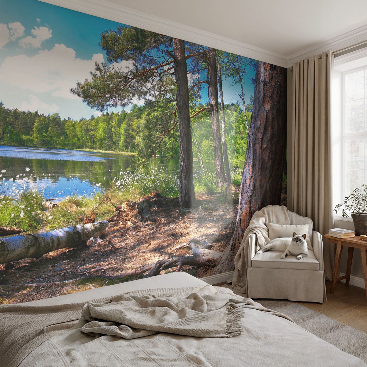 Coloray Vliesbehang - Groente Snellijm Behang - 152x104 cm - Boslandschap Fotobehang Vlies - Hal behang Landschappen - Muurschildering - Hal behang
