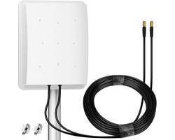 5G Antenne Outdoor 4G LTE Antenne Dual-Polarisatie 14DBi WiFi Antenne 698-2700 | 3300-3800 MHz Signaalrichtantenne MIMO Router Externe Antenne SMA / TS9 antenne, 2x10M kabel, 3G/4G/5G/GSM/GPRS - Wit