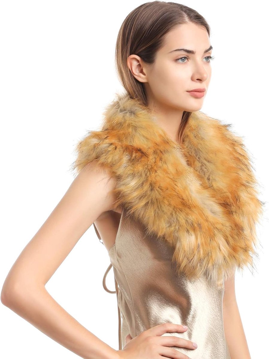 Soul young Dames Faux Fur Kraag Winter Wit Warmer Sjaal Wrap
