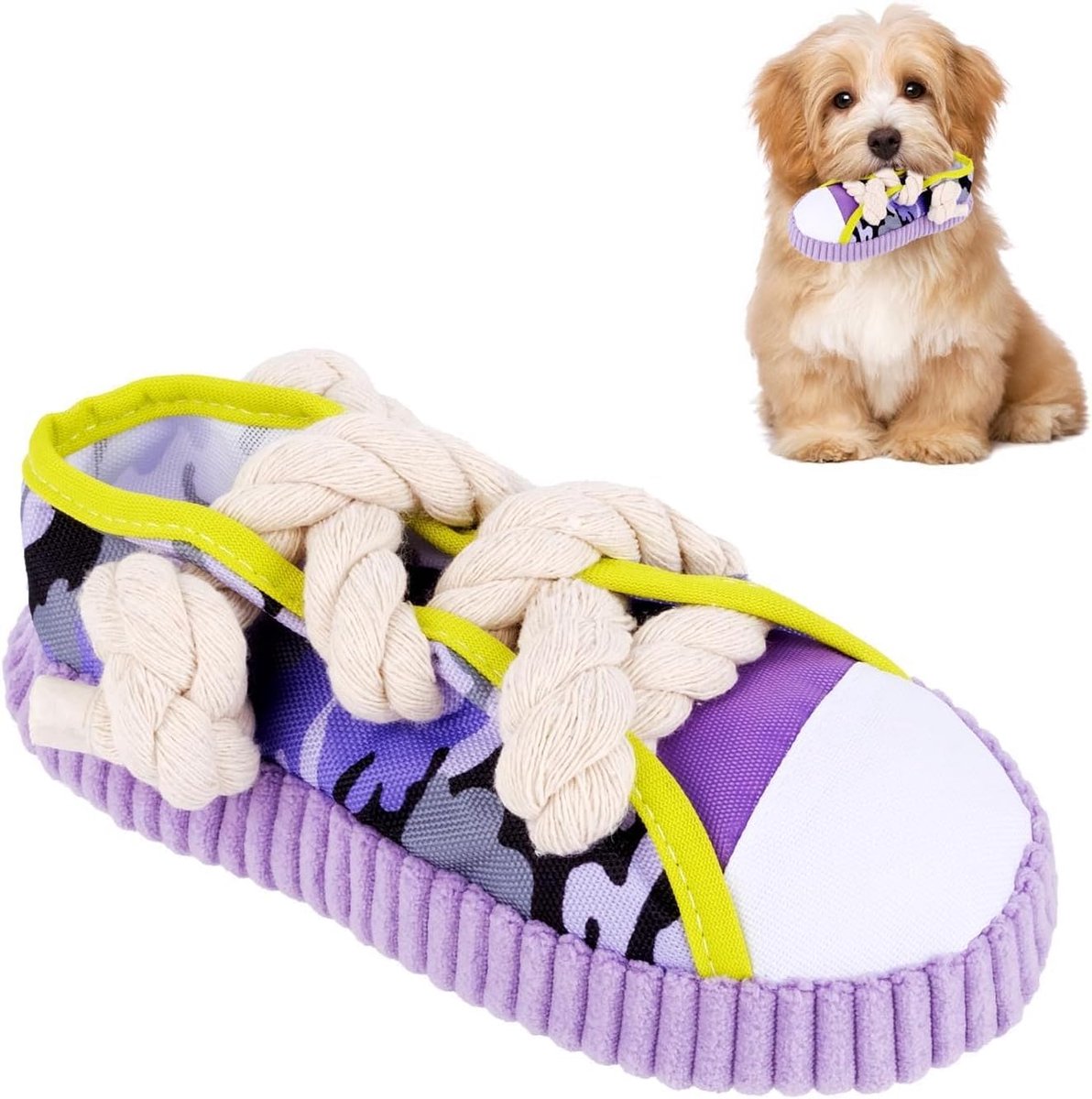Hondenspeelgoed, speelgoed voor puppy's met geluid en pieper, schattig speelgoed voor puppy's in schoenvorm met bel, kauwspeelgoed voor kleine honden