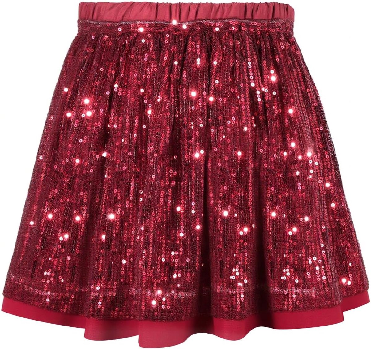 Paillettenrok voor meisjes, glanzend, met elastische taille, prinsessenrok met glitter voor feestjes