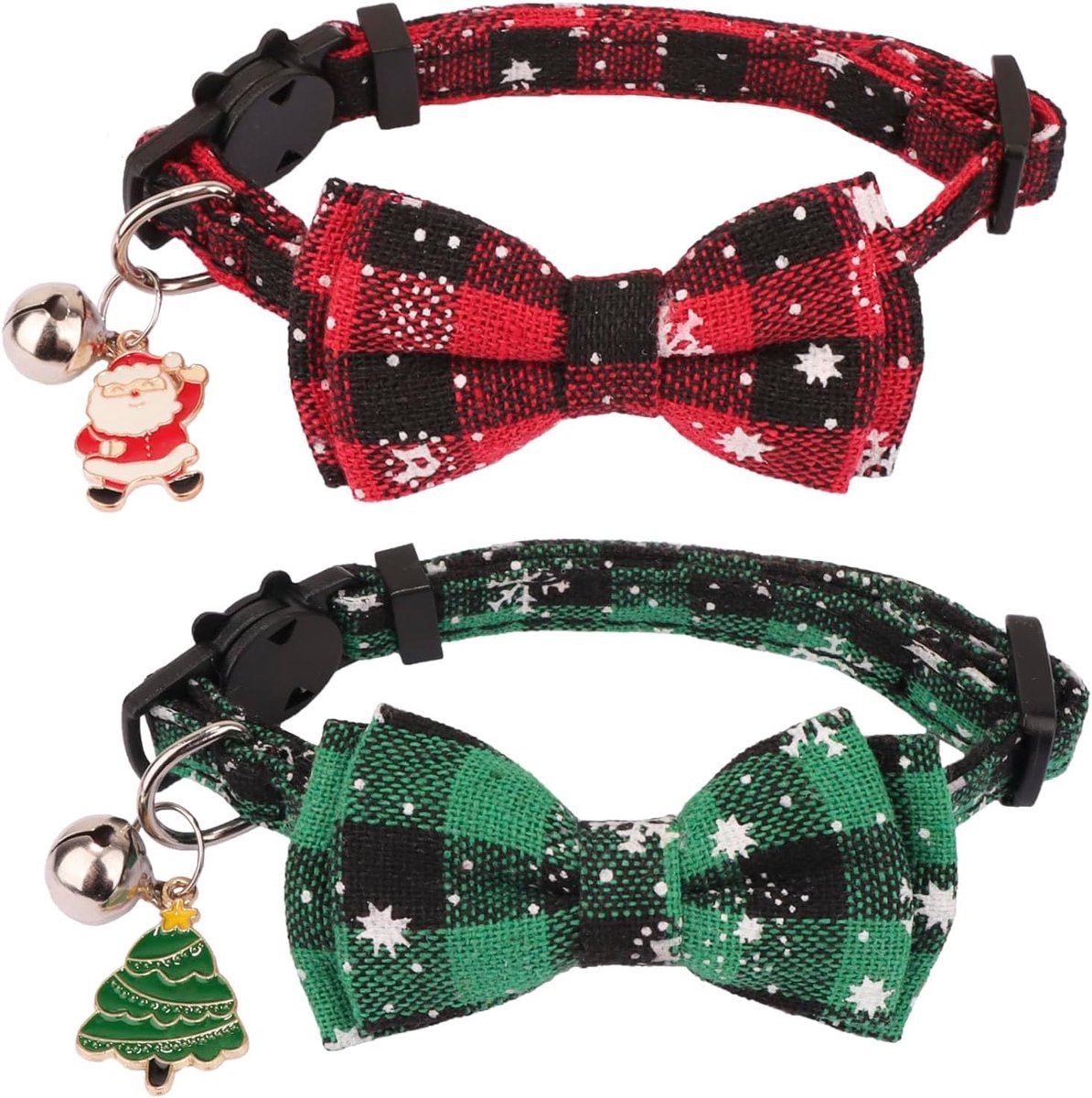 2 stuks vlinderdas voor honden, Kerstmis, halsbanden voor huisdieren, kersthalsbanden voor katten, kerstcadeaus voor honden en katten (C)