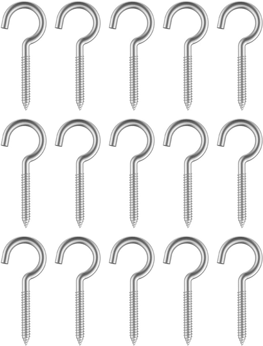 15 Pack M4 roestvrijstalen schroefhaken, 4x50mm