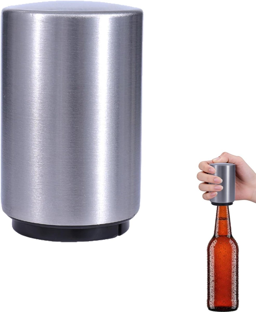 Bieropener voor mannen, magnetische flesopener van roestvrij staal, druk op de flesopener, geschikt voor huisbars, kamperen in de open lucht