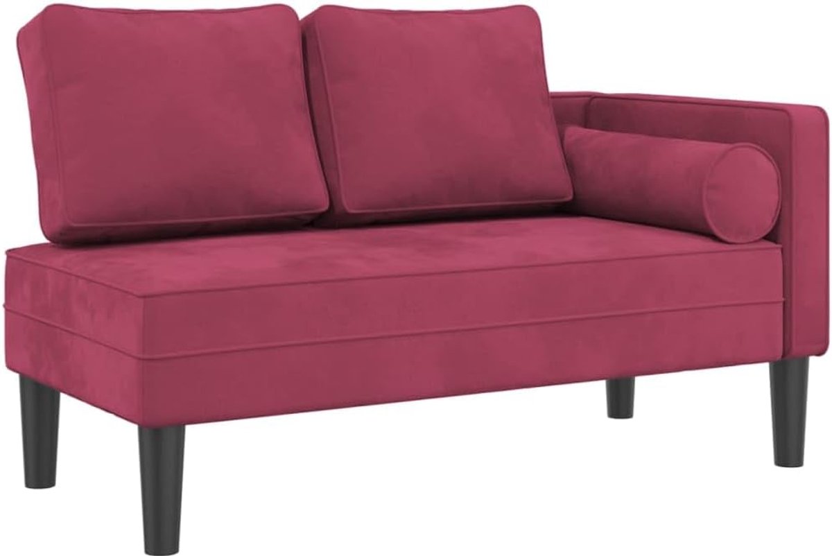 Chaiselongue met kussen, relaxstoel, tv-stoel, ligstoel, slaapbank, logeerbed, loungestoel, geschikt voor woonkamer, slaapkamer, logeerkamer, wijnrood fluweel