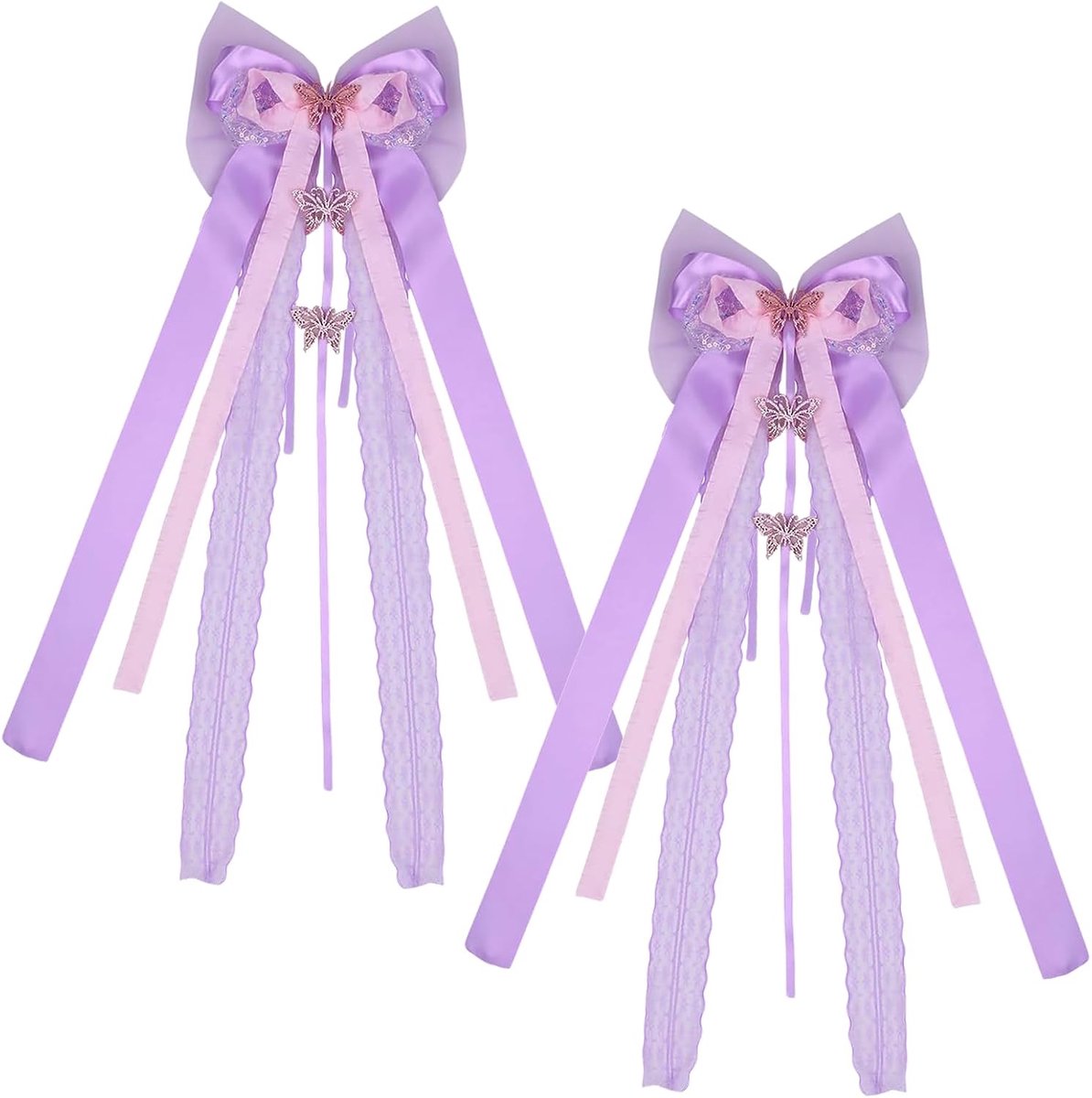 2 stuks snoepzakjes, strik snoepzakjes, paarse satijnen strik, snoepzakjesstrik, snoepzak voor meisjes, om te knutselen, decoreren, geschenkverpakking (60 x 20 cm)