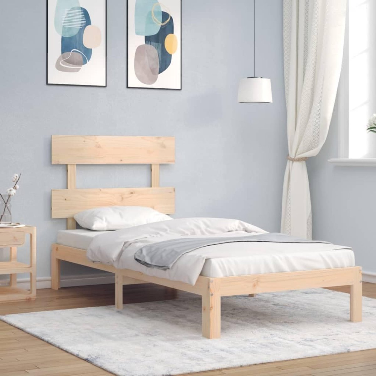 Grenenhout met lattenbodem Standaard model 90x200 cm Naturel