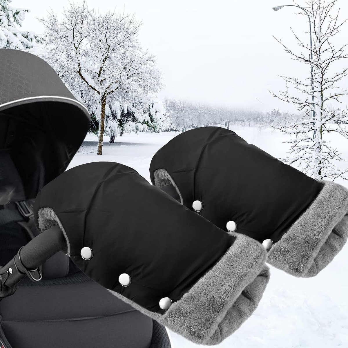Warme handschoenen voor kinderwagens, extra lang, fleece binnenkant, waterdicht, winddicht