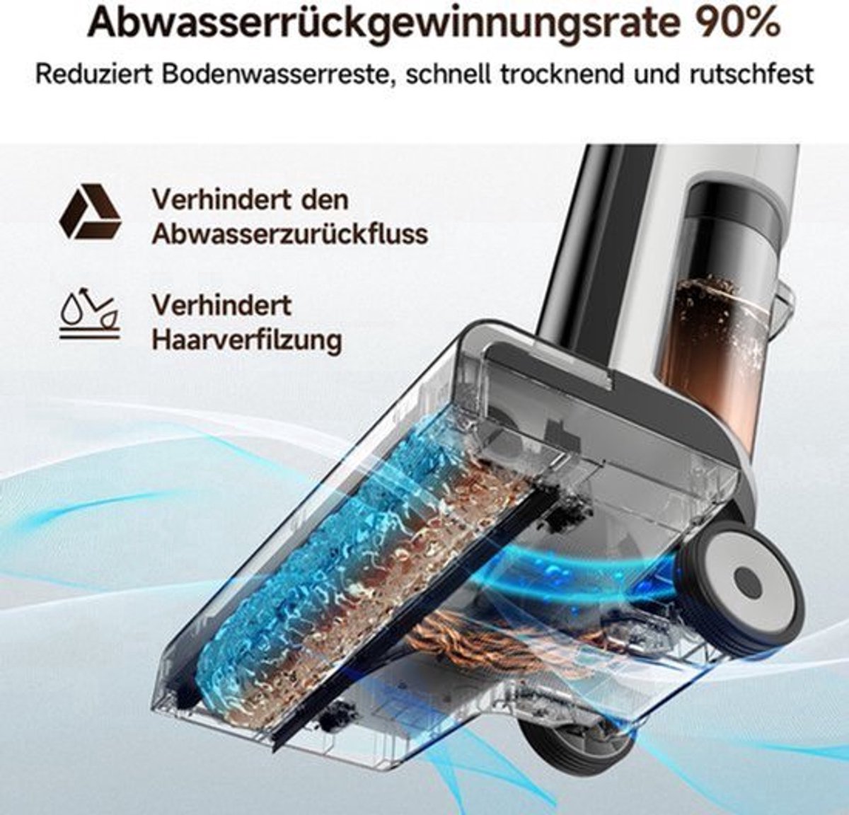 Draadloze Stofzuiger Mop Combo - Draadloos Nat/Droog 150W - 0,5 L Stofbak - HEPA Filter - 45 Min Batterijduur - Voor Tegels En Houten Vloeren