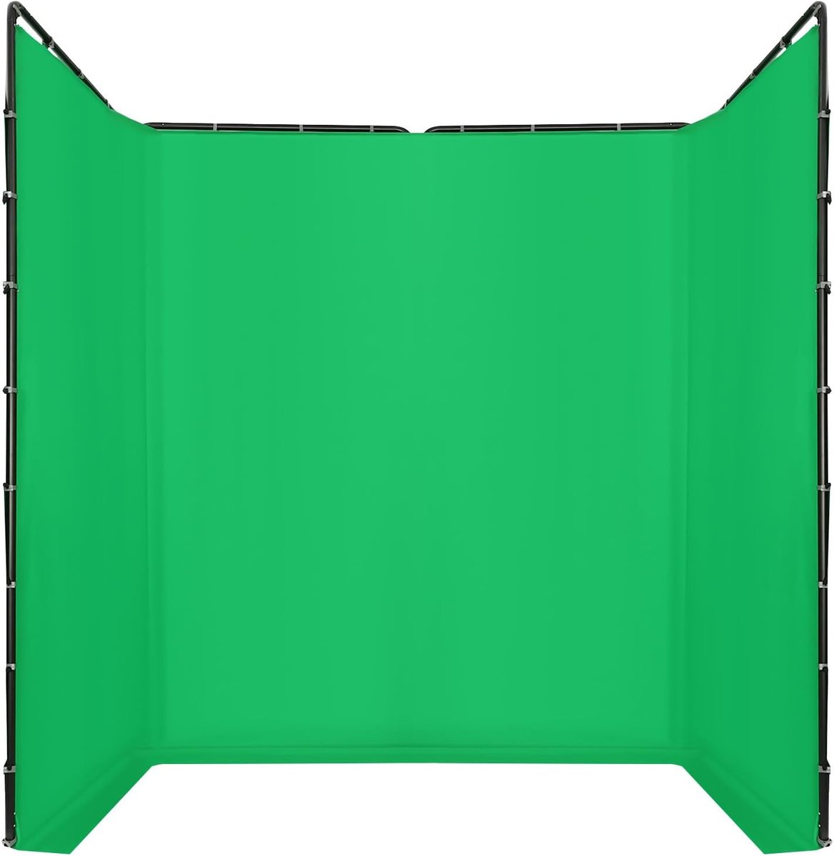 Fotoachtergrondstandaard, 4 x 2,4 m, achtergrondstandaard, rechthoekige bodemstandaard, fotoachtergrond-standaard met groene doek en draagtas, voor live video's, pasfoto's, productfotografie