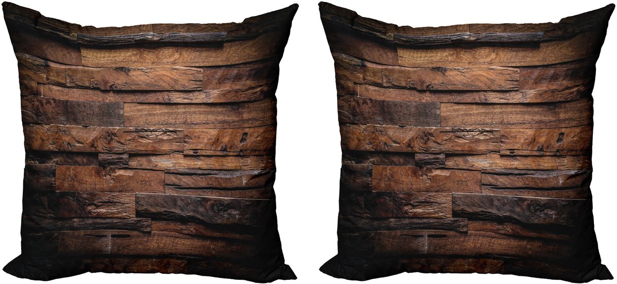 ABAKUHAUS Chocolade Sierkussenhoes Set van 2, Raue Donker Hout, Modern Accent Dubbelzijdige Digitale Print, 50x50, Bruin Donkerbruin