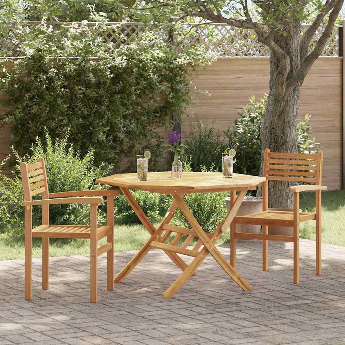 Tuinstapelstoelen, 2 stuks, bruin, 55,5 x 55,5 x 90 cm, tuinmeubelen, stapelstoel, balkonstoelen voor outdoor, tuin, café, camping