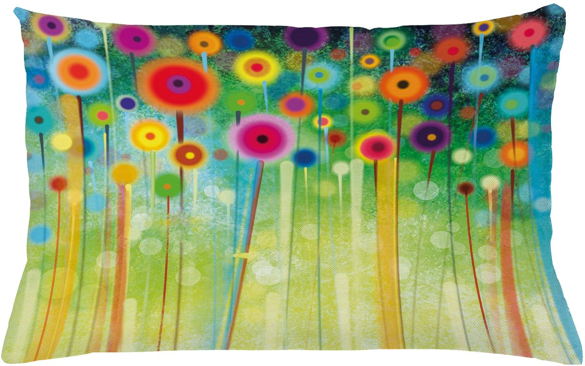 ABAKUHAUS Bloemen Kussenhoes, Abstracte Kunst Paardenbloem, Water- en Vuilafstotend, Wasbaar, Dubbelzijdige Print met Ritssluiting, 65 x 40 cm, Meerkleurig