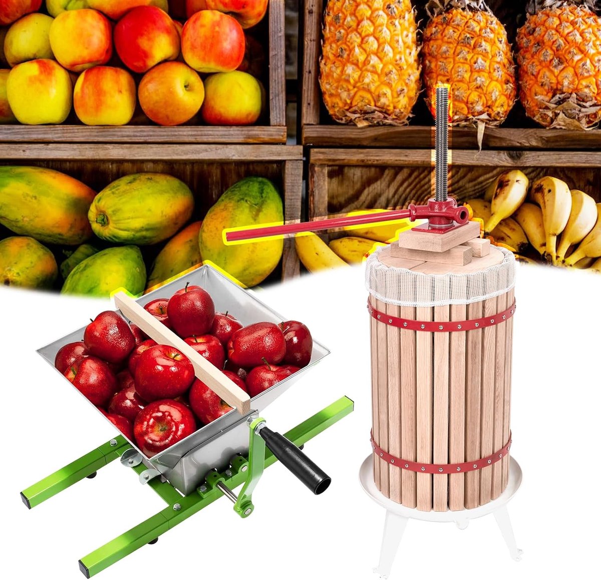 12 liter fruitpers, handmatige sappers, 7 liter, roestvrij staal