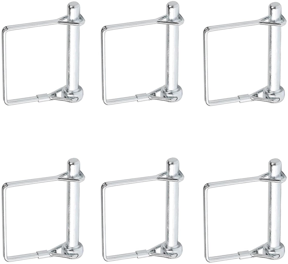 Veiligheidspen 5 x 45 MM, 6 stuks koppelingspen, rechthoekige veerspelden, beveiligingsbout, buisklemveering met klikvergrendeling, voor boerderij aanhangwagen, boerderij, tuin, zilver