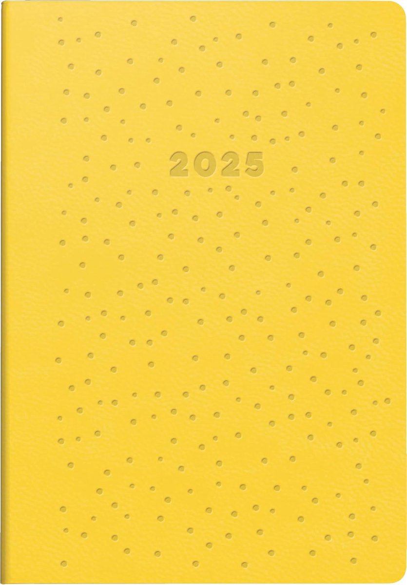 Rido/idé Zakagenda model partner/industrie I (2025) "Dots", 2 pagina's = 1 week, A7, 224 pagina's, kunstleren omslag trend, flexibel, geel
