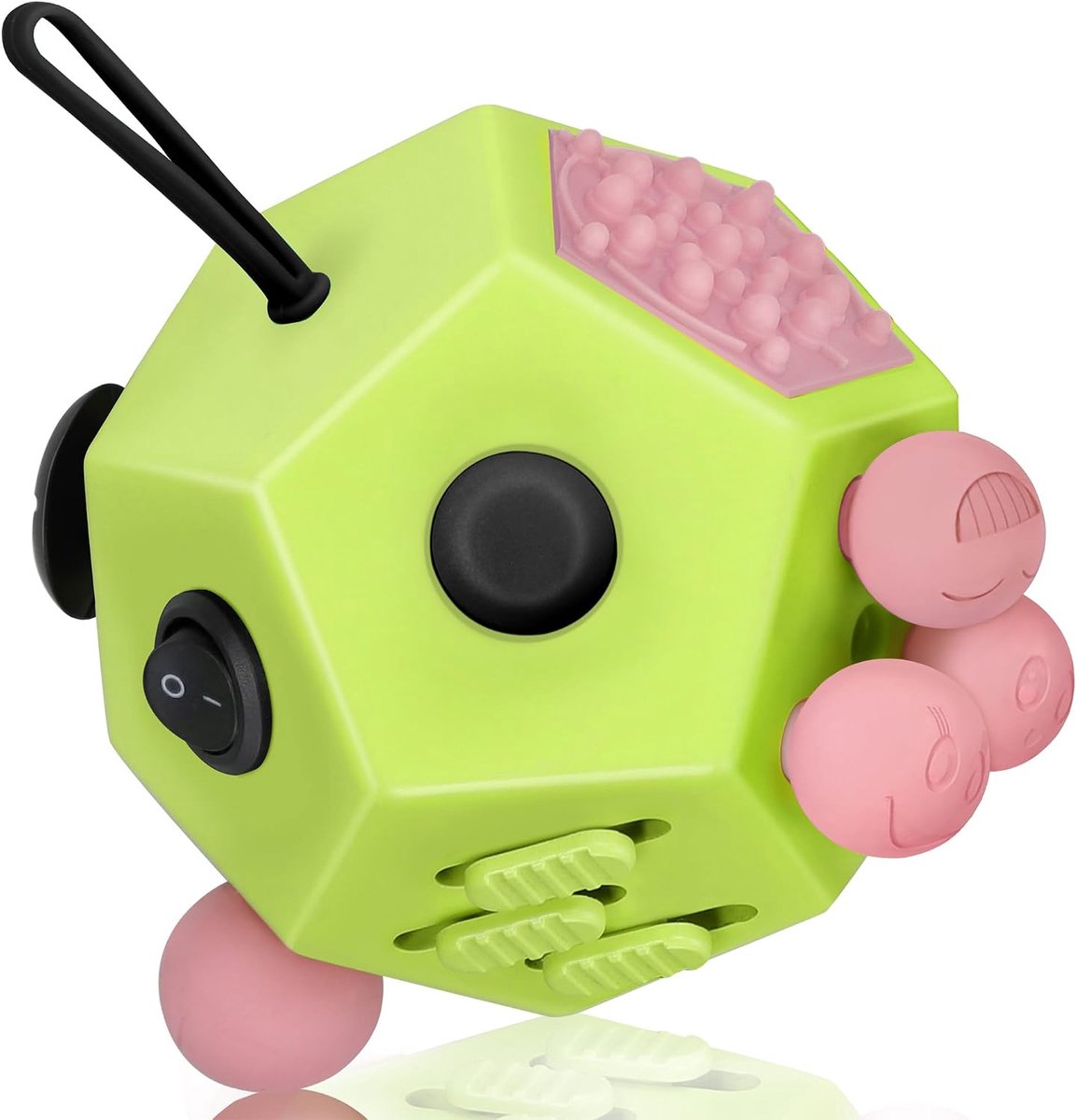 Fidget Cube 12 Sides - Fidget Toys Cube Antsy Labs Original Fidgets Speelgoed Kubussen Voor Volwassenen,Kinderen - ADHD,ADD,ASD - Kantoor,Classroom,Reizen - BY VCOSTORE(Groen-roze)