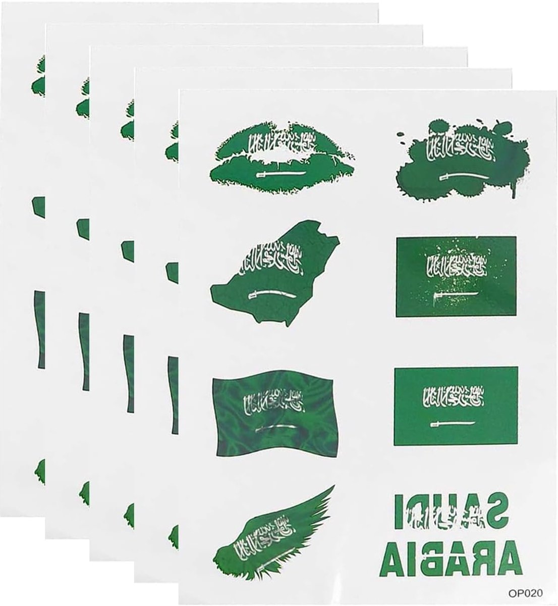 10 vellen Saudi-Arabië vlag tatoeages voetbal 2024 tijdelijke transferstickers voetbalfanfeestdecoraties voor alle leeftijden