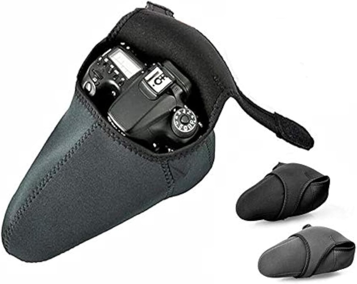 Beschermhoes voor camera's, middelgrote grootte, van neopreen, zwart met DoubleFACE Medium Bag for Nikon Panon PENTAX SONY ETC.