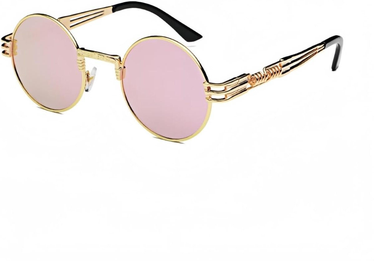 Zonnebril voor heren en dames, rond, retro, steampunk, metalen frame
