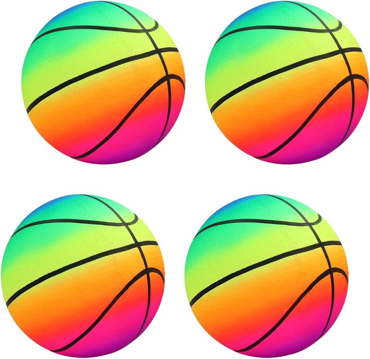 4 stuks PVC-Speelgoed, Volleyball met Regenboog, Zachte bal voor Kinderen, Strand, Park, Zwembad, Vakantie, Ø 23 cm.