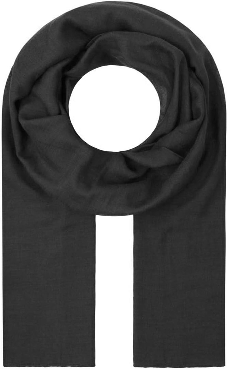 Lima Smal gesneden dameshalsdoek, licht effen, dun, effen, zacht, zomersjaal, overgangssjaal, zwart