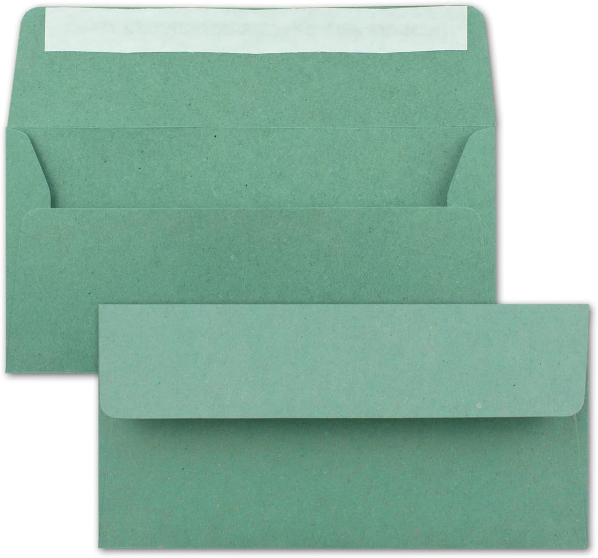 50x Kraftpapier-enveloppen DIN Lang - Eucalyptus groen - zelfklevende lijm 11 x 22 cm - brief-enveloppen van gerecycled papier - vintage enveloppen van NEUSER PAPIER