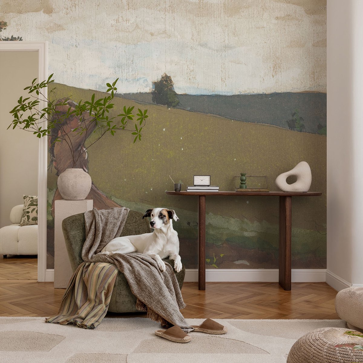 Coloray Vliesbehang - Groente Snellijm Behang - 104x70 cm - Een Rustige Scène Muurschildering - Slaapkamer behang Landschappen - Fotobehang Vlies - Slaapkamer behang