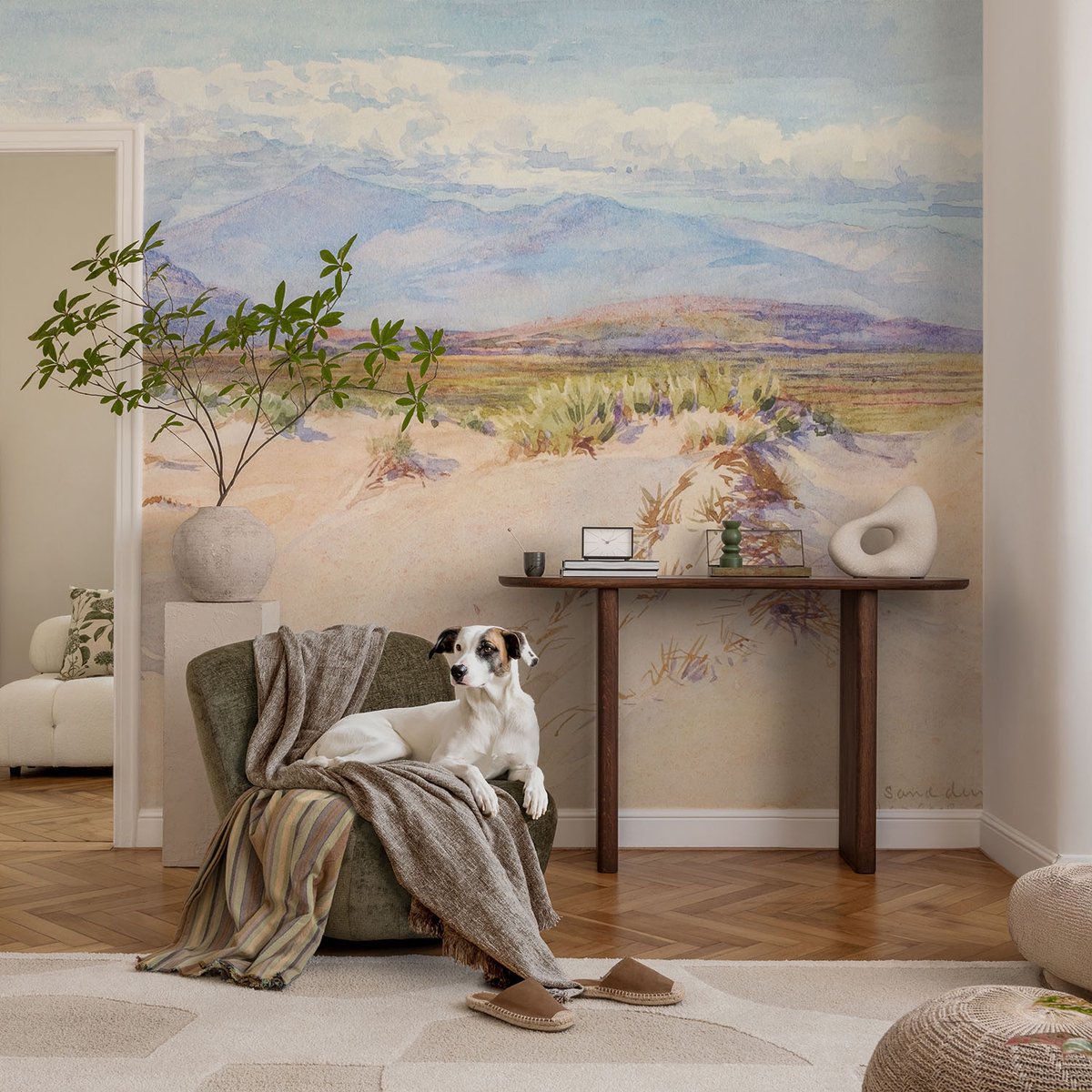 Coloray Vliesbehang - Wit Snellijm Behang - 104x70 cm - Woestijnlandschap Muurschildering - Slaapkamer behang Landschappen - Fotobehang Vlies - Slaapkamer behang