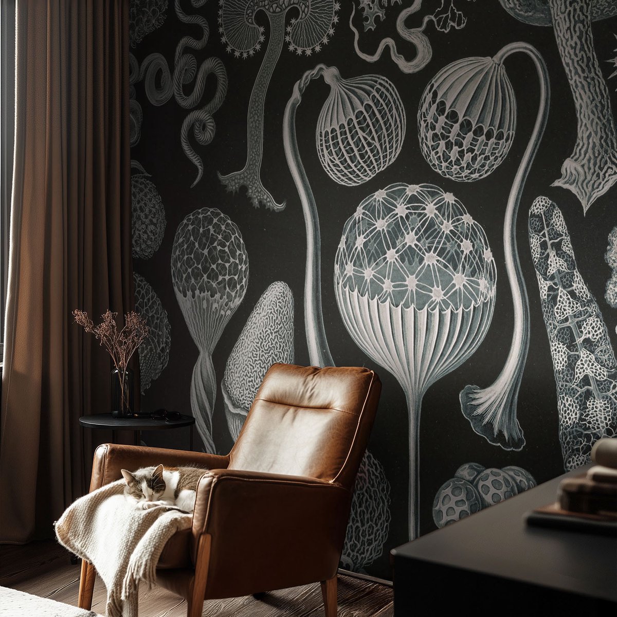 Coloray Vliesbehang - Zwart Snellijm Behang - 104x70 cm - Magische Planten Fotobehang Vlies - Hal behang Deel - Muurschildering - Woonkamer behang