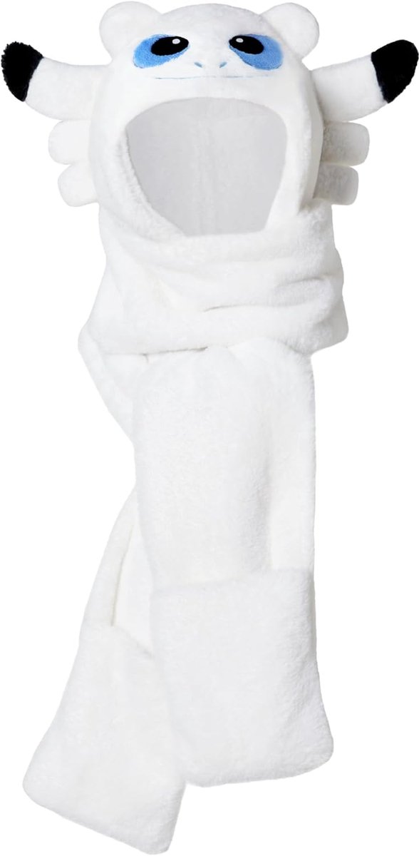 dressfan 3-in-1 pluche drakenhoed, sjaal, handschoenen, nieuwigheid kerst- en verjaardagscadeaus, eenheidsmaat voor alle volwassenen en kinderen