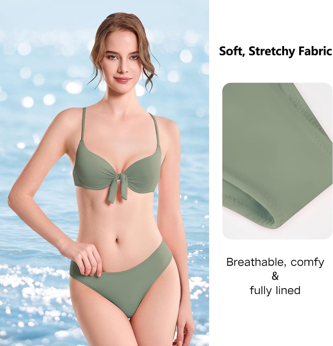 Tie-Knot Bikini Set – Gewatteerd Tweedelig Badpak met Verstelbare Bandjes
