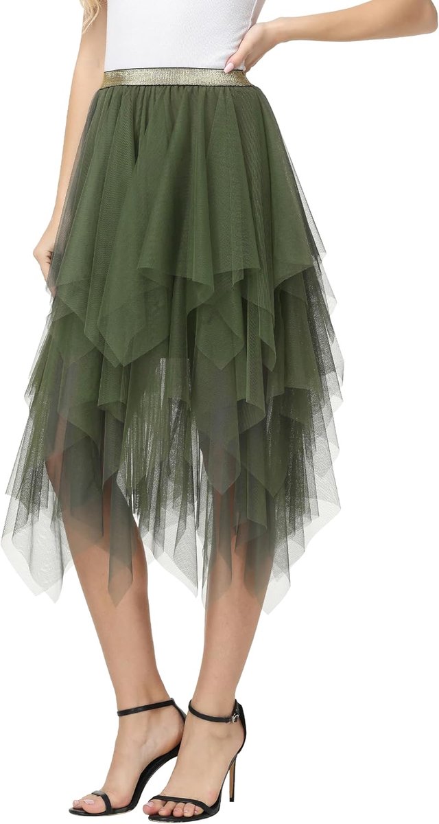 Tule rok asymmetrisch tule rok A-lijn midi rok puffy fee rok elegant zacht knielange gelaagde tutu rok
