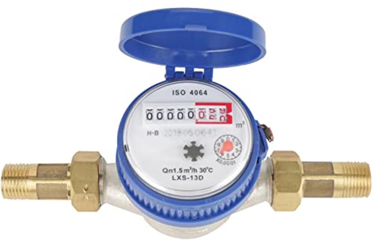 15 mm 1/2 Inch Waterdoorstroommeter Met Accessoires voor Tuin Thuis Watermeter