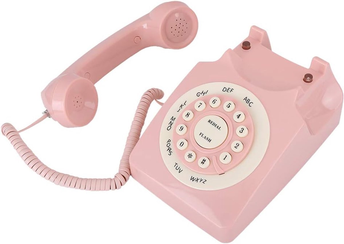 Telefoon High Definition Gesprekskwaliteit Bedrade Telefoon voor Thuiskantoor Roze Retro Vaste Telefoon met Snoer Roze Hangende Vintage Muursteun Werkt Ouderwets