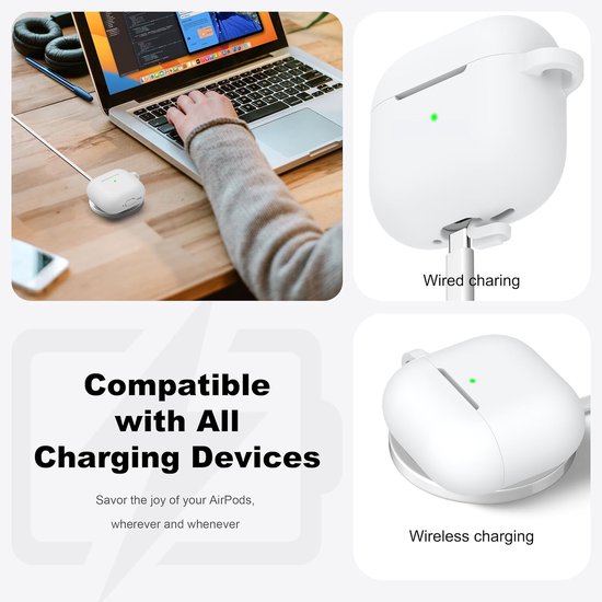 R-fun voor AirPods 4 Hoes (2024) Zacht Siliconen - Wit — afbeelding 4