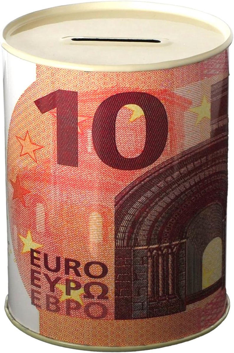 Spaarpot geld papier munt bankbiljetten van metaal niet openen (10 euro bankbiljetten) 11 x 8,5 cm