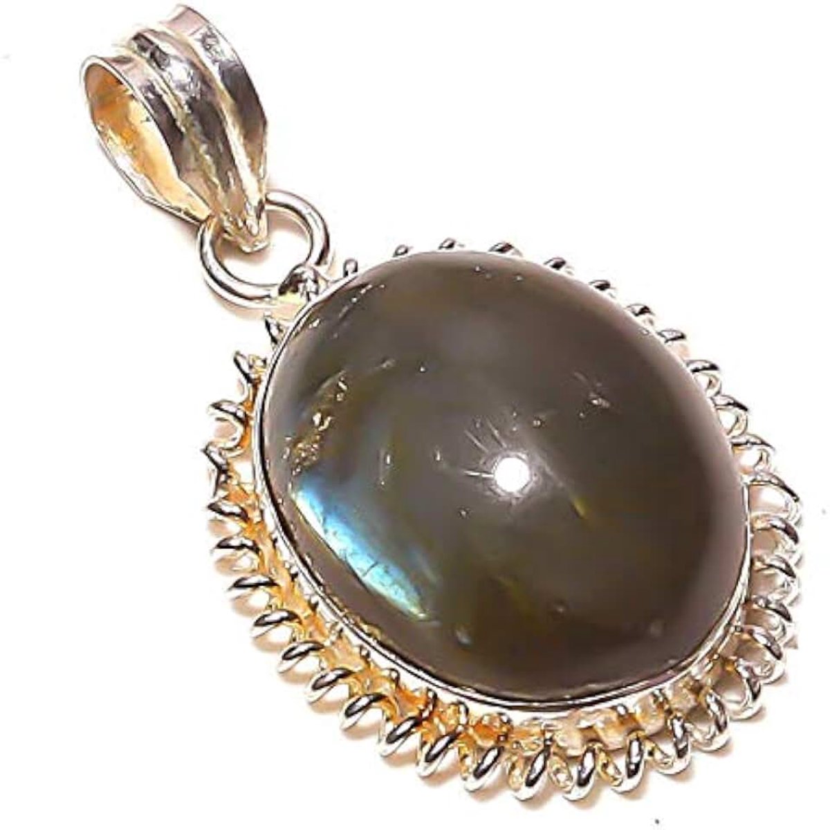 Labradorite Handmade PENDANT 1.75" Long Silver Plated! Jewelry from Kashish! All Variety Store all Occasions