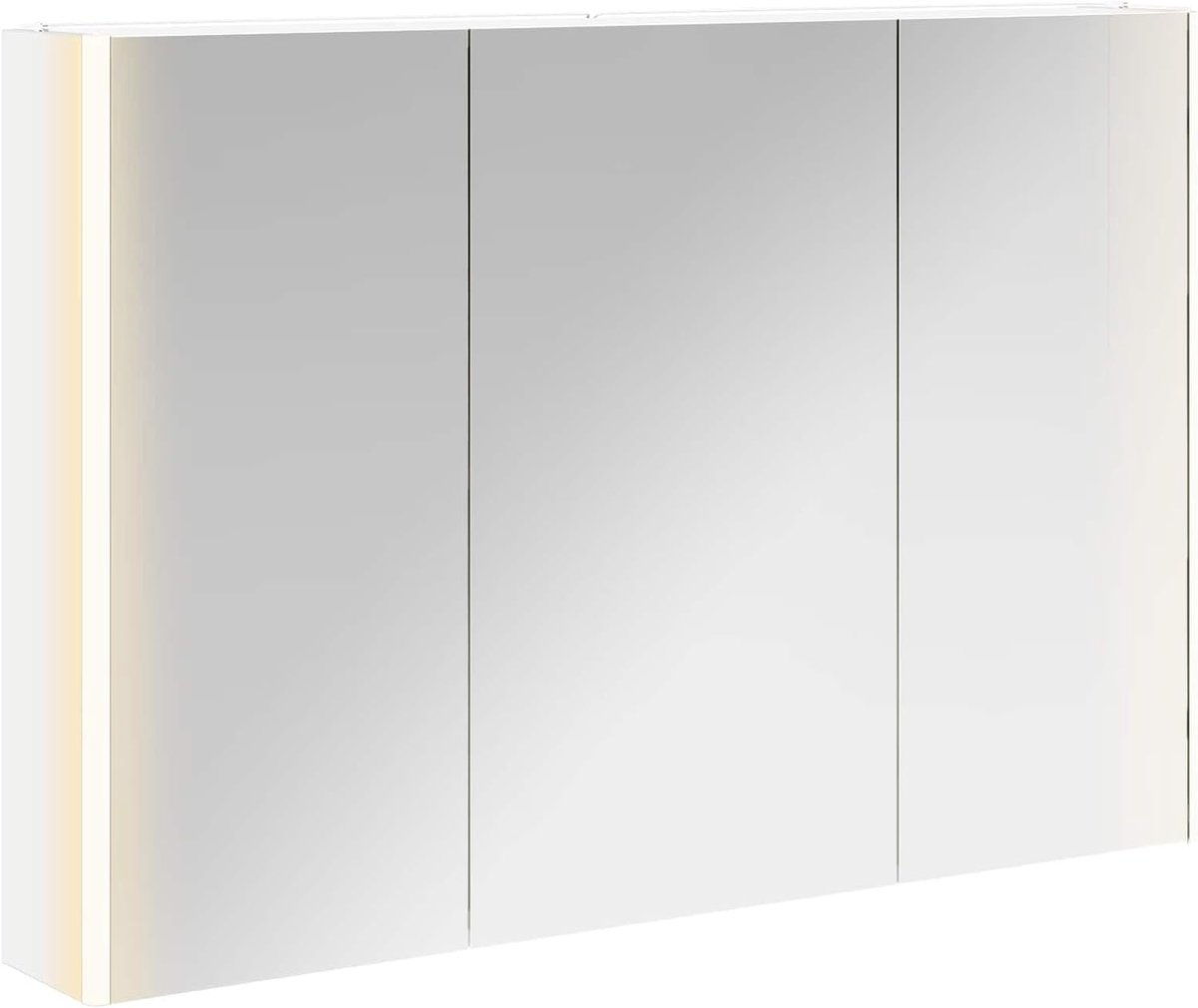 Badkamer spiegelkast wit 103,5 x 15,5 x 70 cm, badkamerkast opbergkast voor make-up wastafel gastenbadkamer 889271