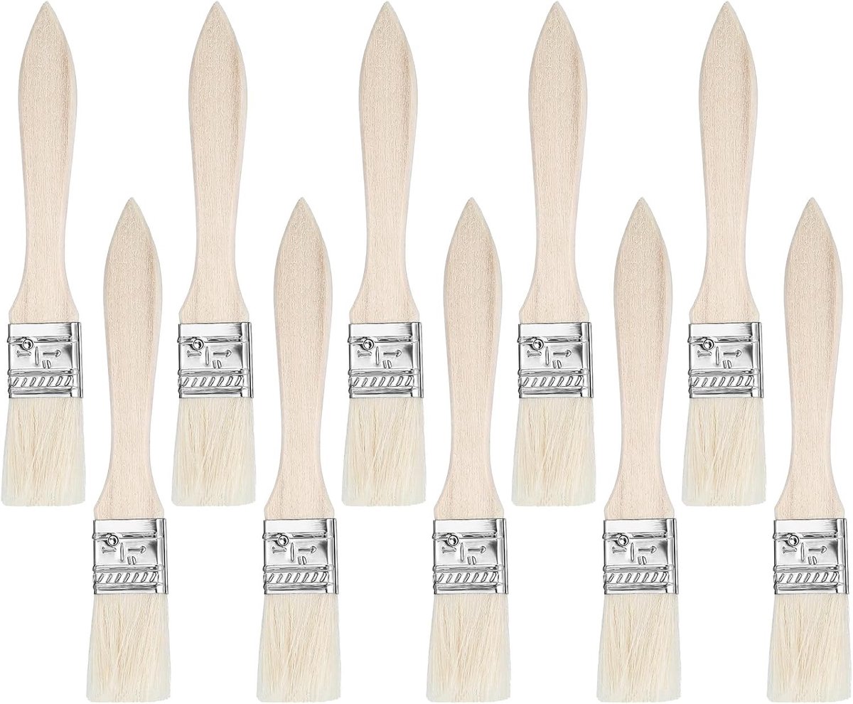 Set van 10 Verfkwasten met Brede 25mm Kwastkop voor Acrylverf, Glazuur en Vernis - Ideaal voor DIY Schilderen en Kleurtechnieken